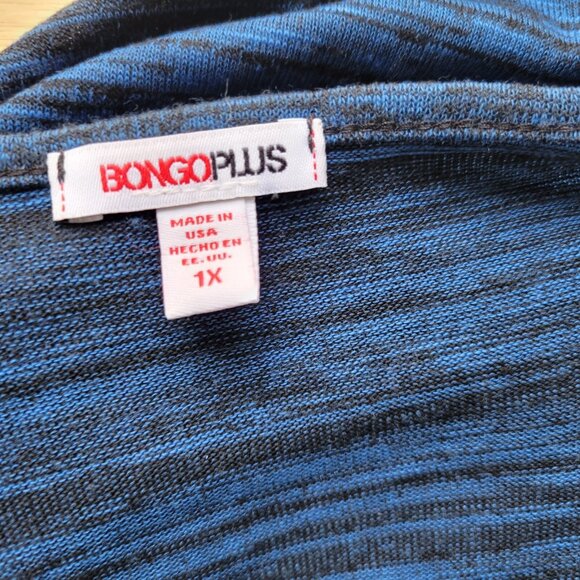 Bongo Womens Top 1X Plus Blue Heather with Necklace Chiffon Hem Knit BLU163E - Picture 8 of 9